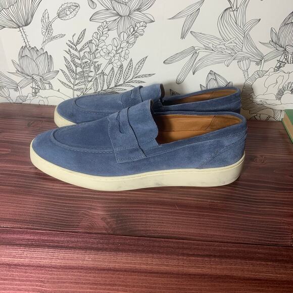 Mens Allen Edmonds Randolph Verse Penny Loafer Blue Suede Size 10.5 EUC!